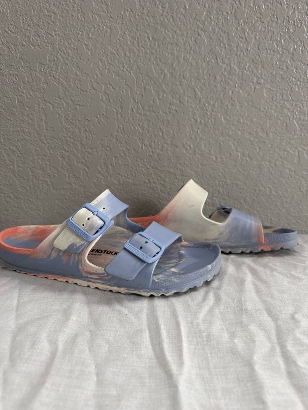Birkenstock Arizona EVA Marble Tie Dye Sandals Blue Pink Size 39 - Picture 4 of 9